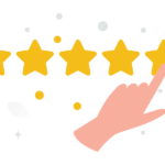 Illustration showing hand pointing to 5 stars