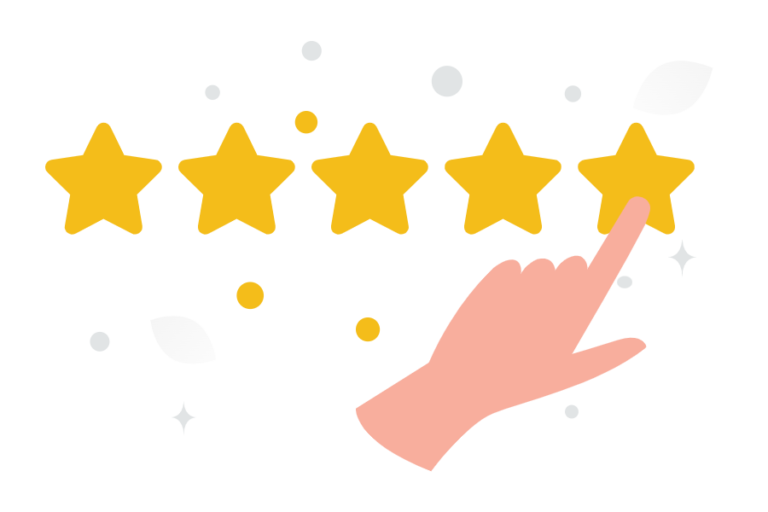 Illustration showing hand pointing to 5 stars