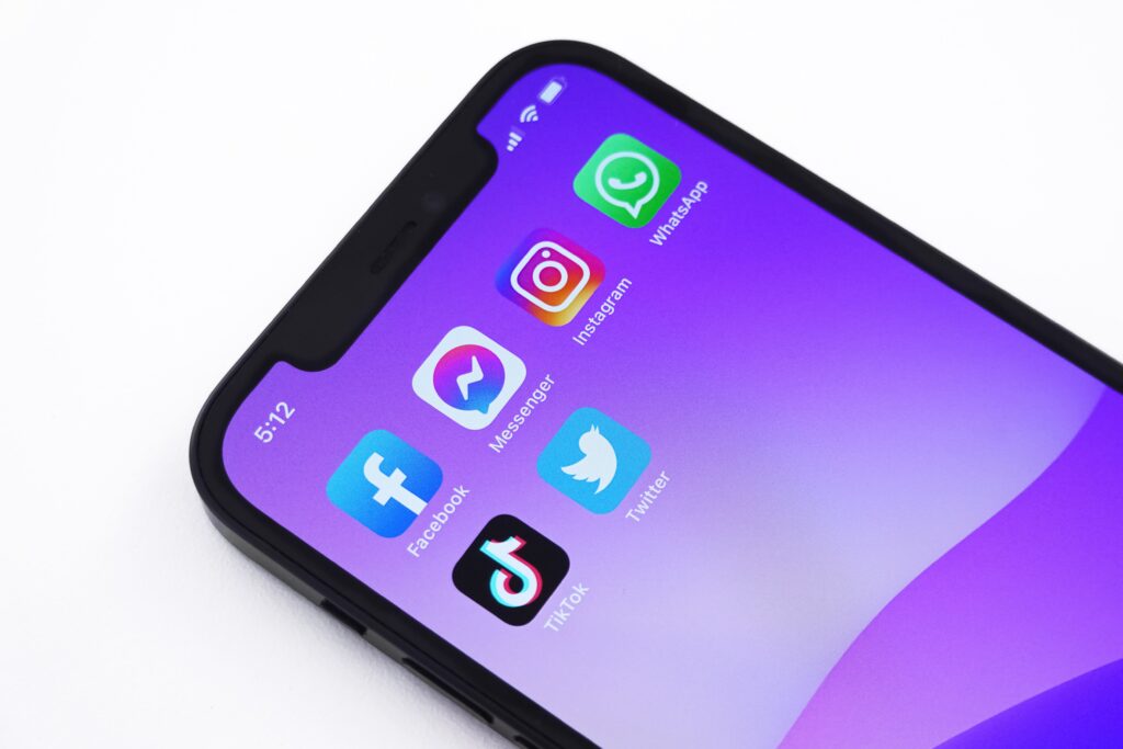 Image of social media icons on a phone