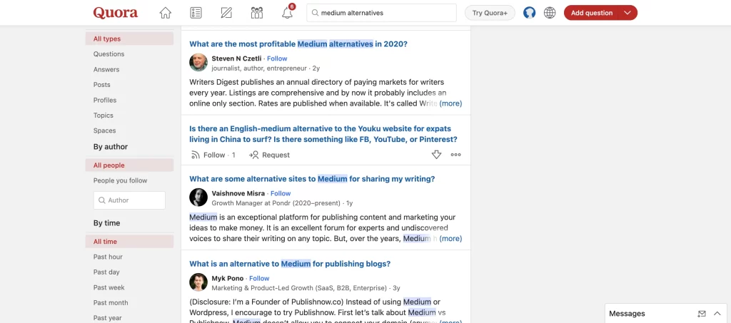Quora Medium Alternatives Screenshot