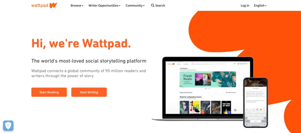 Wattpad Homepage screenshot
